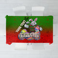 Personalized South Sydney Rabbitohs Tablecloth Easter Mascot - Colorful Eggs Cartoon Style