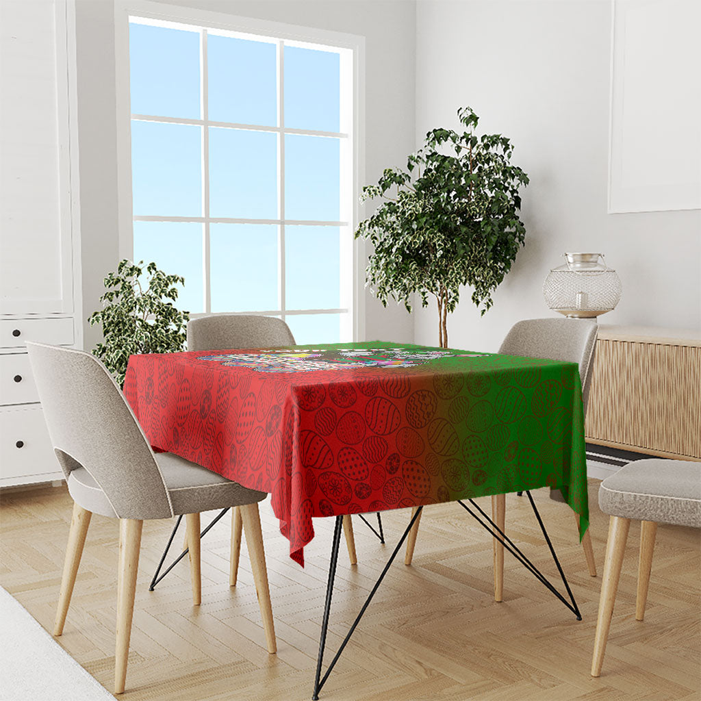 Personalized South Sydney Rabbitohs Tablecloth Easter Mascot - Colorful Eggs Cartoon Style