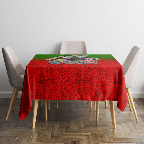 Personalized South Sydney Rabbitohs Tablecloth Easter Mascot - Colorful Eggs Cartoon Style