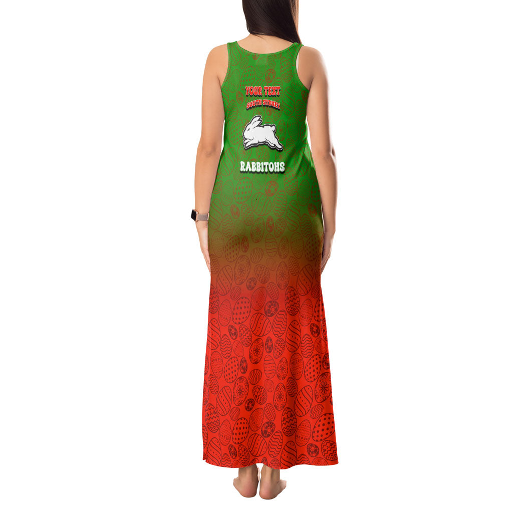 Personalized South Sydney Rabbitohs Tank Maxi Dress Easter Mascot - Colorful Eggs Cartoon Style
