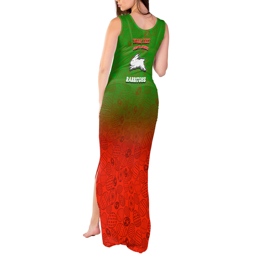 Personalized South Sydney Rabbitohs Tank Maxi Dress Easter Mascot - Colorful Eggs Cartoon Style