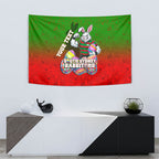 Personalized South Sydney Rabbitohs Tapestry Easter Mascot - Colorful Eggs Cartoon Style