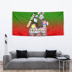 Personalized South Sydney Rabbitohs Tapestry Easter Mascot - Colorful Eggs Cartoon Style