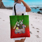 Personalized South Sydney Rabbitohs Tote Bag Easter Mascot - Colorful Eggs Cartoon Style