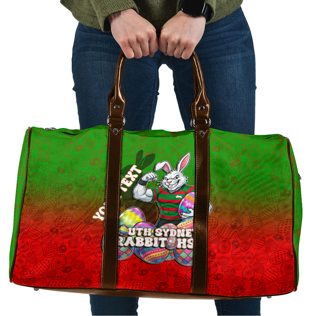 Personalized South Sydney Rabbitohs Travel Bag Easter Mascot - Colorful Eggs Cartoon Style