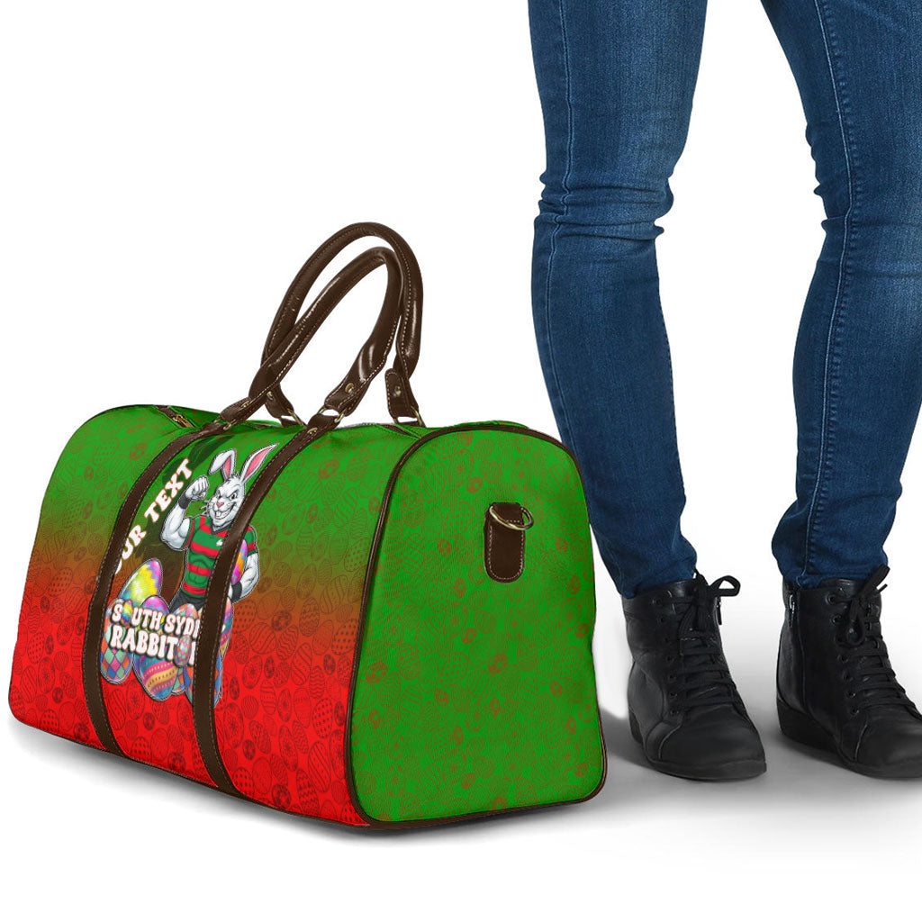 Personalized South Sydney Rabbitohs Travel Bag Easter Mascot - Colorful Eggs Cartoon Style