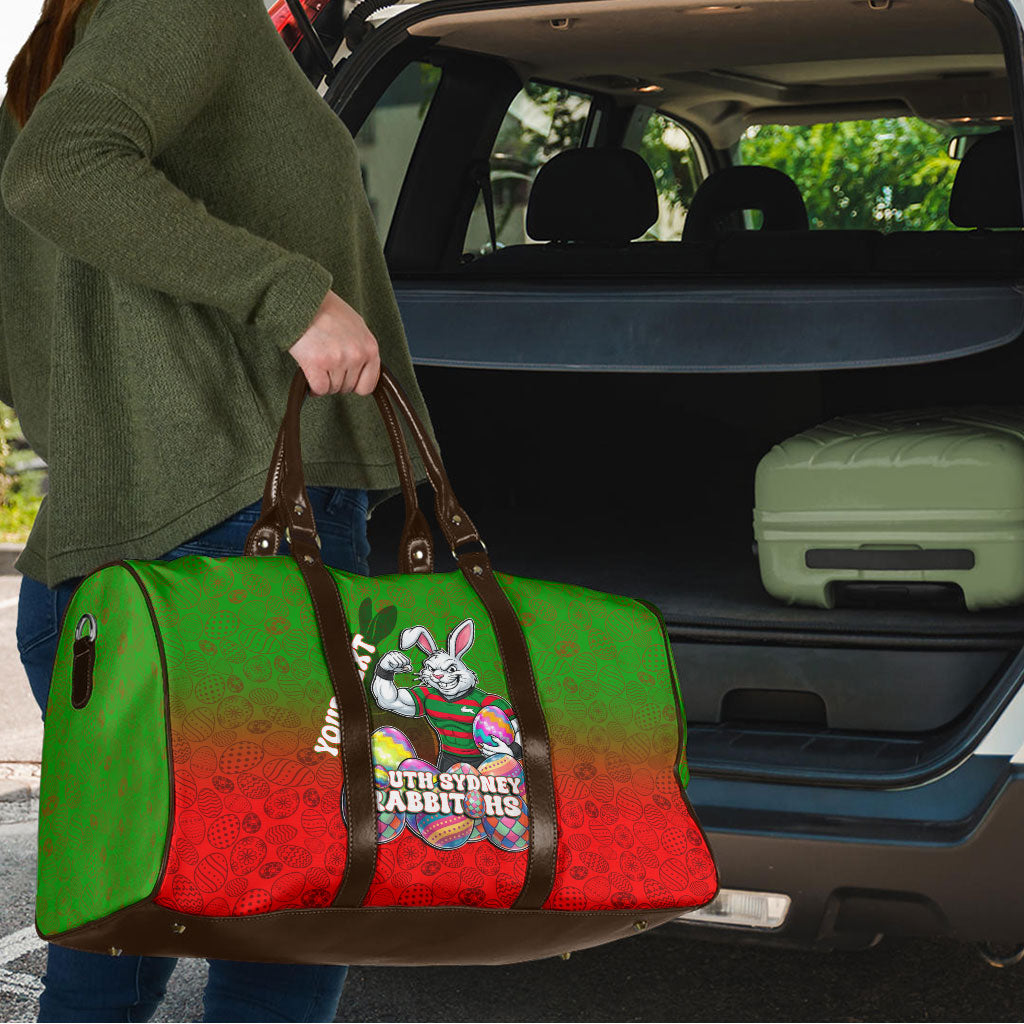 Personalized South Sydney Rabbitohs Travel Bag Easter Mascot - Colorful Eggs Cartoon Style