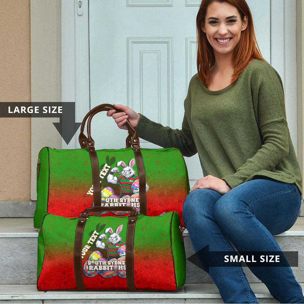 Personalized South Sydney Rabbitohs Travel Bag Easter Mascot - Colorful Eggs Cartoon Style