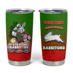 Personalized South Sydney Rabbitohs Tumbler Cup Easter Mascot - Colorful Eggs Cartoon Style