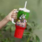 Personalized South Sydney Rabbitohs Tumbler With Handle Easter Mascot - Colorful Eggs Cartoon Style