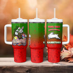 Personalized South Sydney Rabbitohs Tumbler With Handle Easter Mascot - Colorful Eggs Cartoon Style
