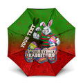Personalized South Sydney Rabbitohs Umbrella Easter Mascot - Colorful Eggs Cartoon Style
