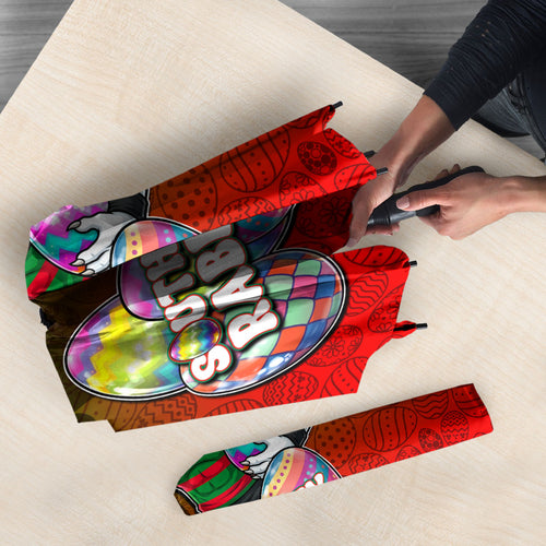 Personalized South Sydney Rabbitohs Umbrella Easter Mascot - Colorful Eggs Cartoon Style