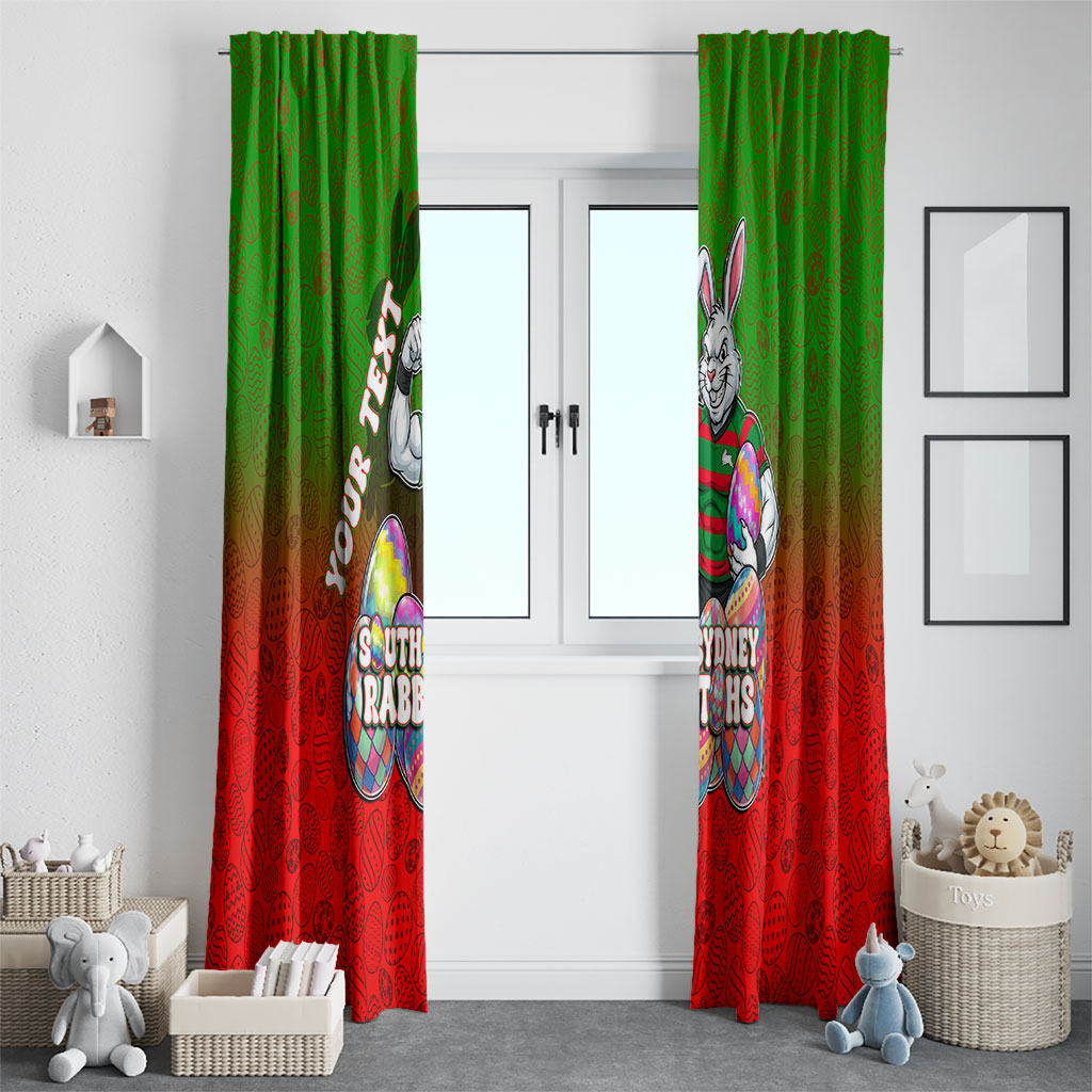 Personalized South Sydney Rabbitohs Window Curtain Easter Mascot - Colorful Eggs Cartoon Style