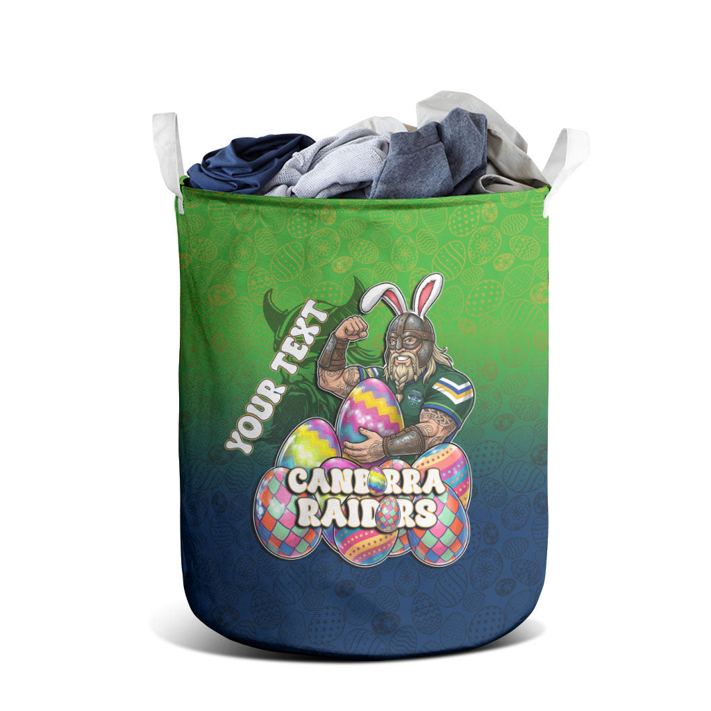 Personalized Canberra Raiders Laundry Basket Easter Mascot - Colorful Eggs Cartoon Style