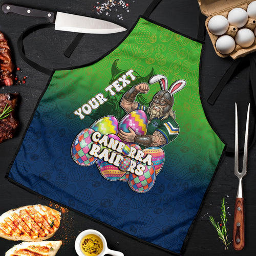 Personalized Canberra Raiders Apron Easter Mascot - Colorful Eggs Cartoon Style