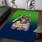 Personalized Canberra Raiders Area Rug Easter Mascot - Colorful Eggs Cartoon Style