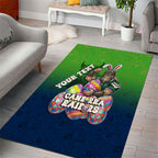 Personalized Canberra Raiders Area Rug Easter Mascot - Colorful Eggs Cartoon Style