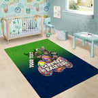Personalized Canberra Raiders Area Rug Easter Mascot - Colorful Eggs Cartoon Style