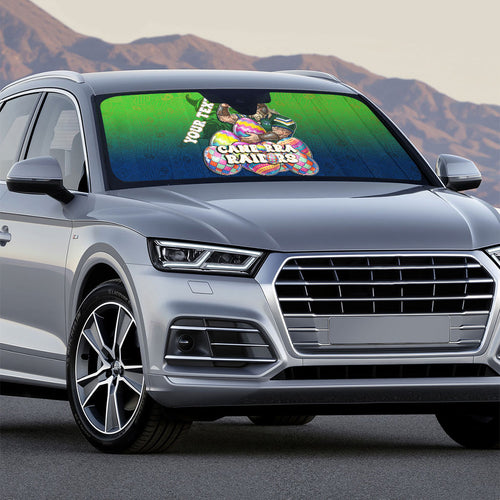 Personalized Canberra Raiders Auto Sun Shade Easter Mascot - Colorful Eggs Cartoon Style