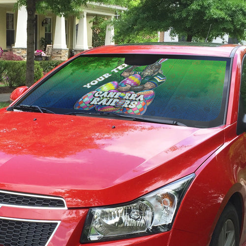 Personalized Canberra Raiders Auto Sun Shade Easter Mascot - Colorful Eggs Cartoon Style