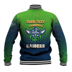 Personalized Canberra Raiders Baseball Jacket Easter Mascot - Colorful Eggs Cartoon Style