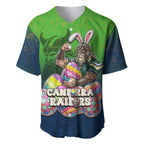 Personalized Canberra Raiders Baseball Jersey Easter Mascot - Colorful Eggs Cartoon Style