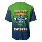 Personalized Canberra Raiders Baseball Jersey Easter Mascot - Colorful Eggs Cartoon Style