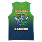 Personalized Canberra Raiders Basketball Jersey Easter Mascot - Colorful Eggs Cartoon Style