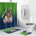 Personalized Canberra Raiders Bathroom Set Easter Mascot - Colorful Eggs Cartoon Style
