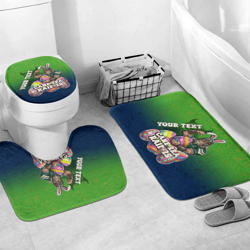 Personalized Canberra Raiders Bathroom Set Easter Mascot - Colorful Eggs Cartoon Style