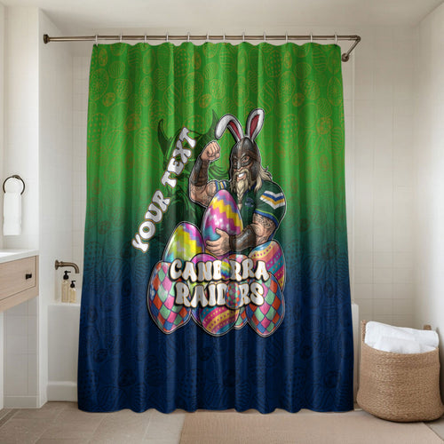 Personalized Canberra Raiders Bathroom Set Easter Mascot - Colorful Eggs Cartoon Style
