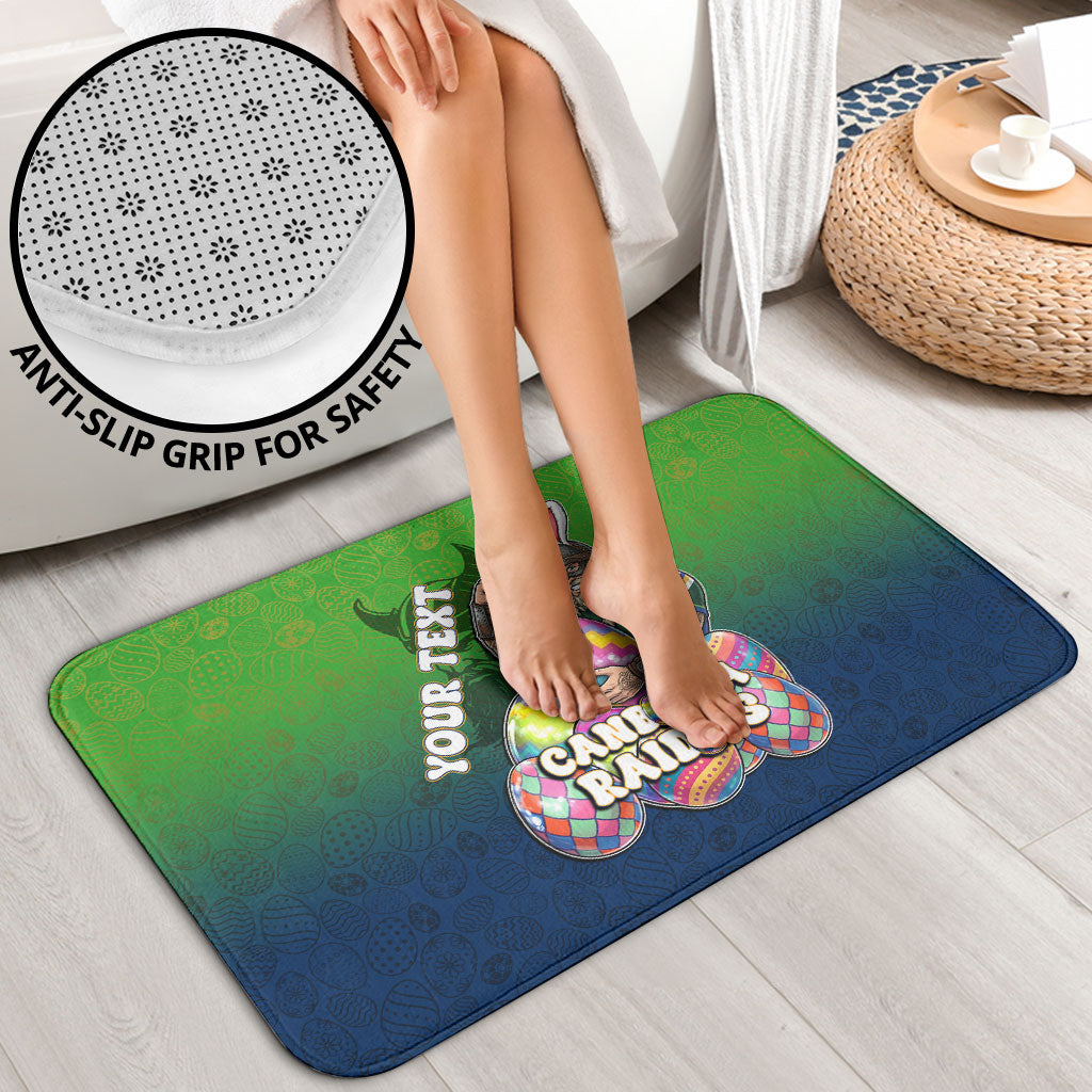 Personalized Canberra Raiders Bathroom Set Easter Mascot - Colorful Eggs Cartoon Style