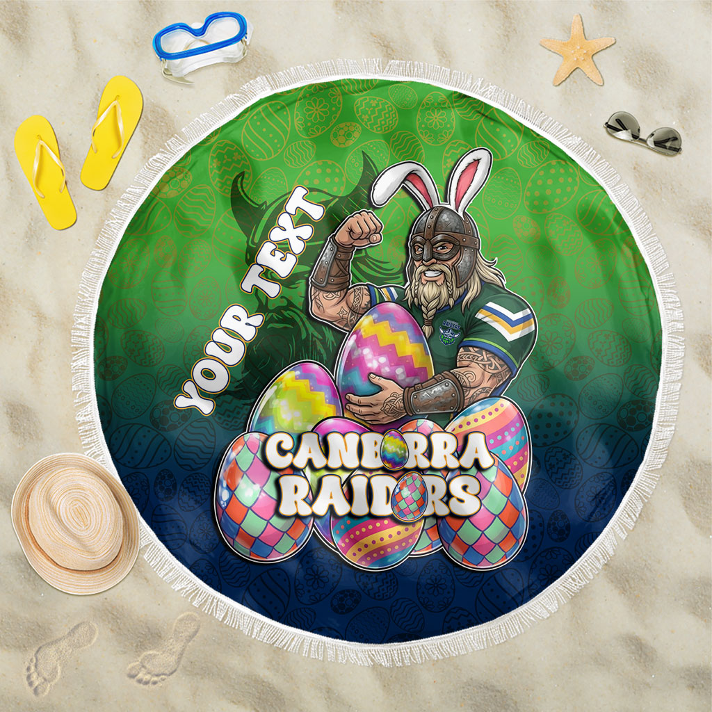 Personalized Canberra Raiders Beach Blanket Easter Mascot - Colorful Eggs Cartoon Style
