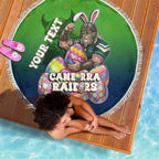 Personalized Canberra Raiders Beach Blanket Easter Mascot - Colorful Eggs Cartoon Style