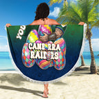 Personalized Canberra Raiders Beach Blanket Easter Mascot - Colorful Eggs Cartoon Style