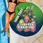 Personalized Canberra Raiders Beach Blanket Easter Mascot - Colorful Eggs Cartoon Style