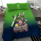 Personalized Canberra Raiders Bedding Set Easter Mascot - Colorful Eggs Cartoon Style