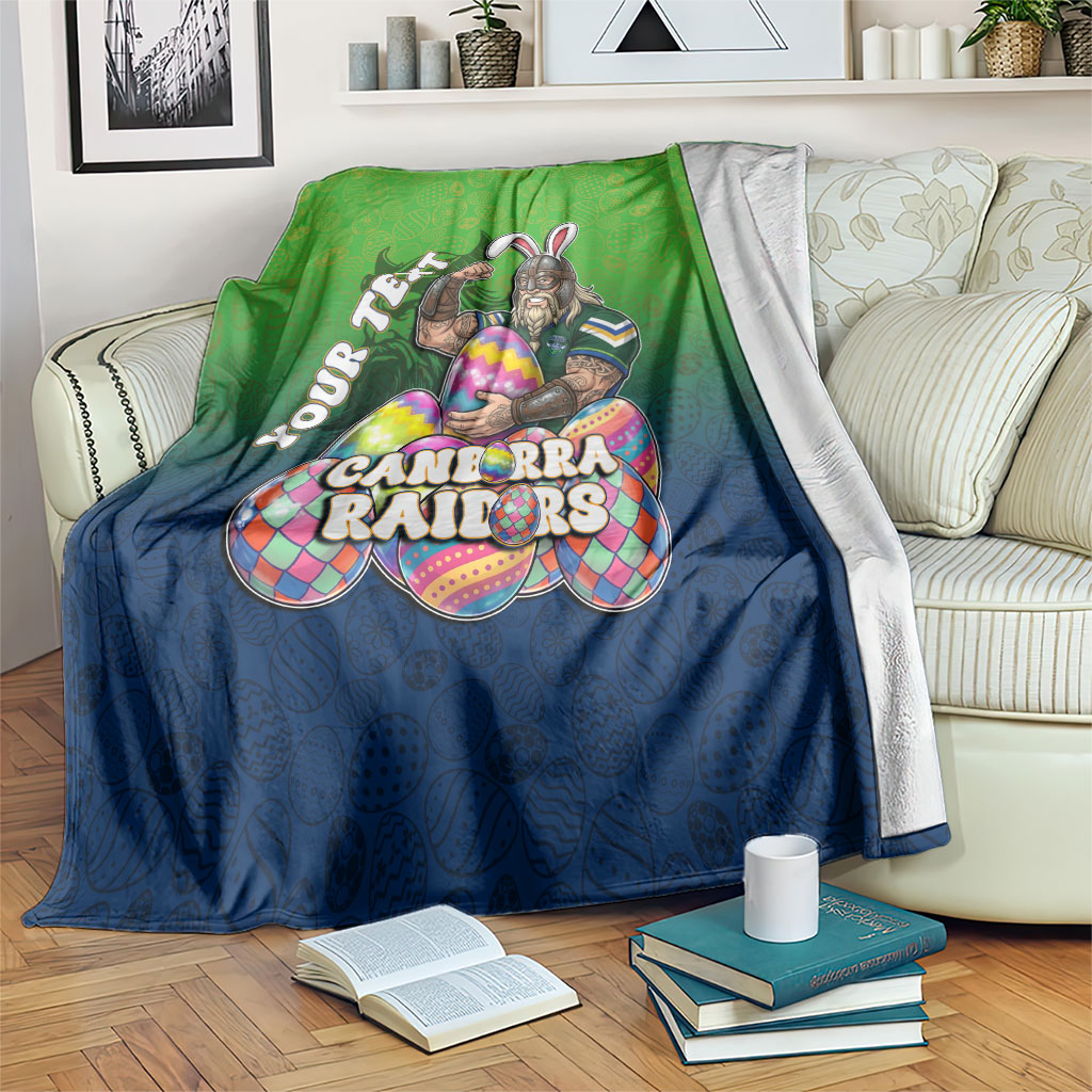 Personalized Canberra Raiders Blanket Easter Mascot - Colorful Eggs Cartoon Style
