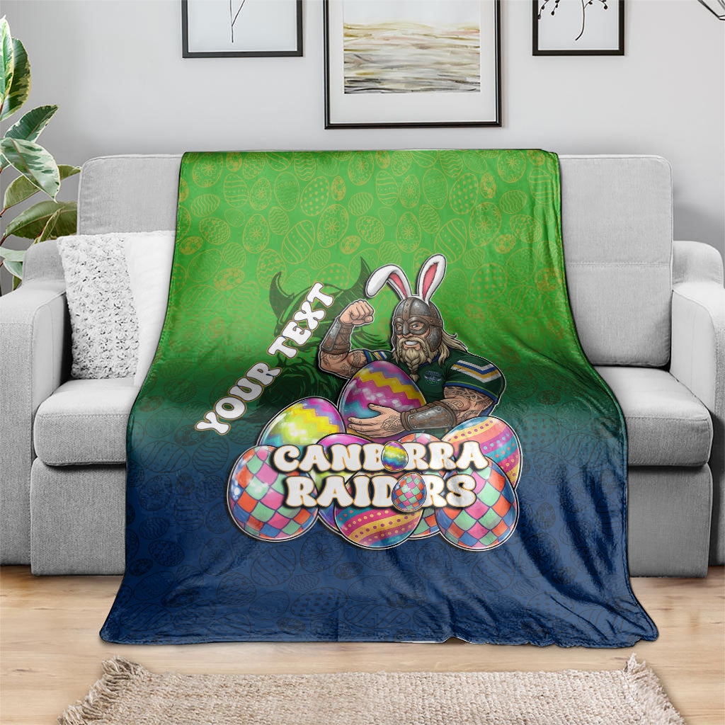 Personalized Canberra Raiders Blanket Easter Mascot - Colorful Eggs Cartoon Style