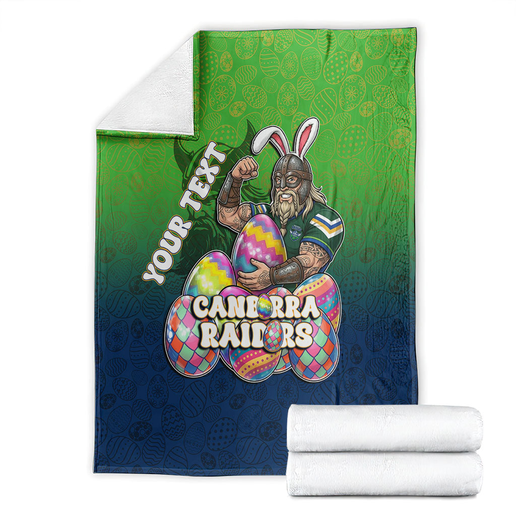 Personalized Canberra Raiders Blanket Easter Mascot - Colorful Eggs Cartoon Style