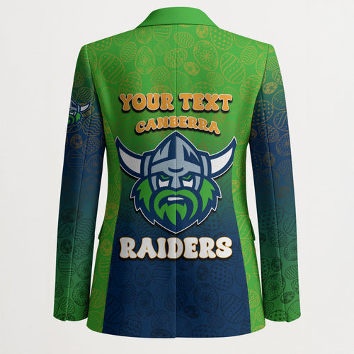 Personalized Canberra Raiders Blazer Easter Mascot - Colorful Eggs Cartoon Style