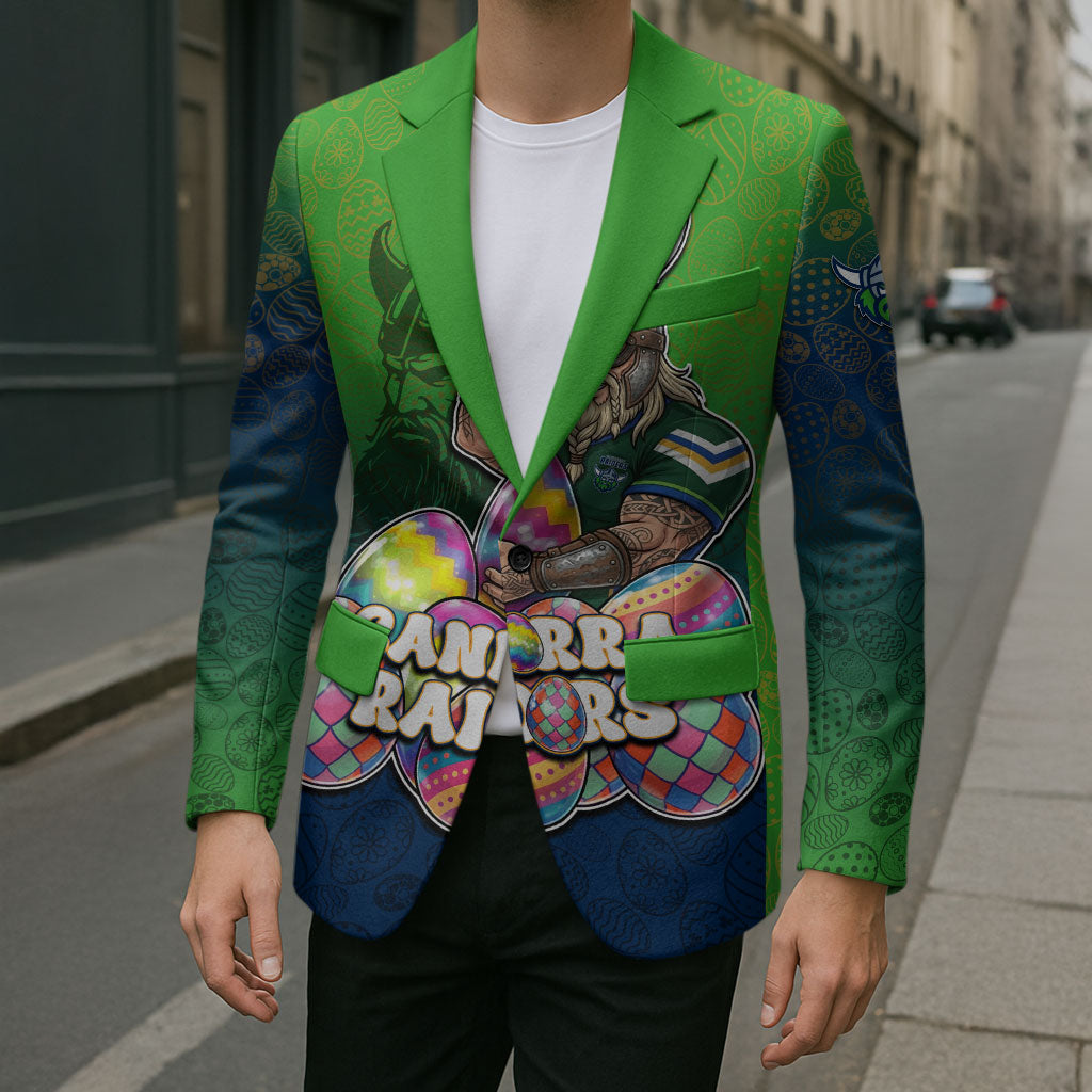Personalized Canberra Raiders Blazer Easter Mascot - Colorful Eggs Cartoon Style