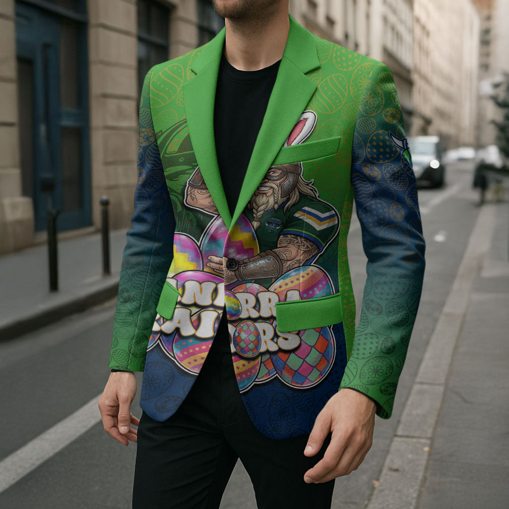 Personalized Canberra Raiders Blazer Easter Mascot - Colorful Eggs Cartoon Style