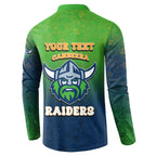 Personalized Canberra Raiders Button Sweatshirt Easter Mascot - Colorful Eggs Cartoon Style
