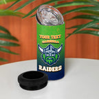 Personalized Canberra Raiders 4 in 1 Can Cooler Tumbler Easter Mascot - Colorful Eggs Cartoon Style