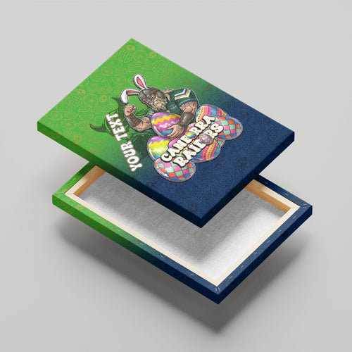Personalized Canberra Raiders Canvas Wall Art Easter Mascot - Colorful Eggs Cartoon Style