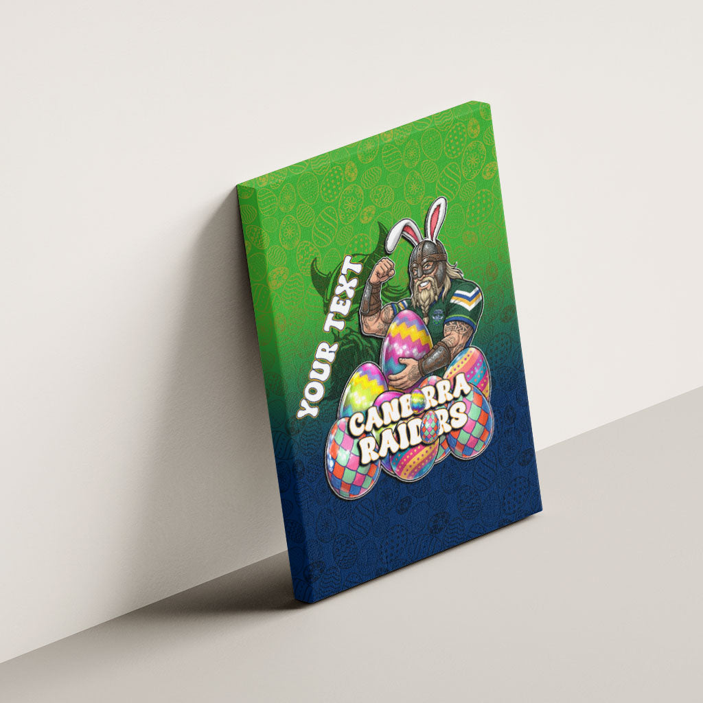 Personalized Canberra Raiders Canvas Wall Art Easter Mascot - Colorful Eggs Cartoon Style