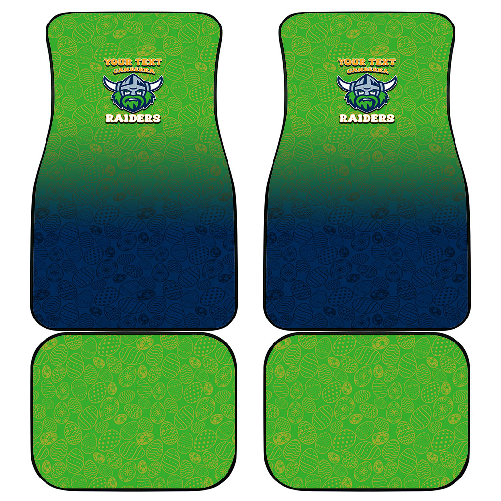 Personalized Canberra Raiders Car Mats Easter Mascot - Colorful Eggs Cartoon Style