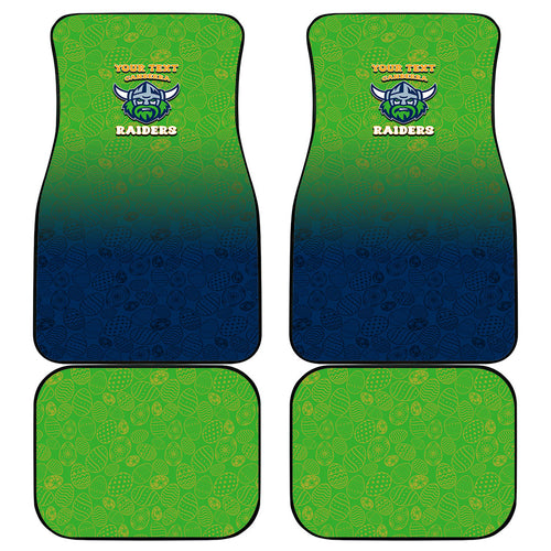 Personalized Canberra Raiders Car Mats Easter Mascot - Colorful Eggs Cartoon Style